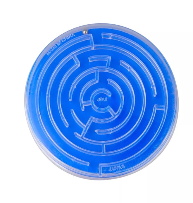 Round blue plastic bead maze