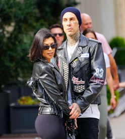 Kourtney Kardashian and Travis Barker in NYC on October 16, 2021.