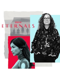 Costume designer Sammy Sheldon Differ in collage with 'Eternals' actor Gemma Chan. Differ designed t...