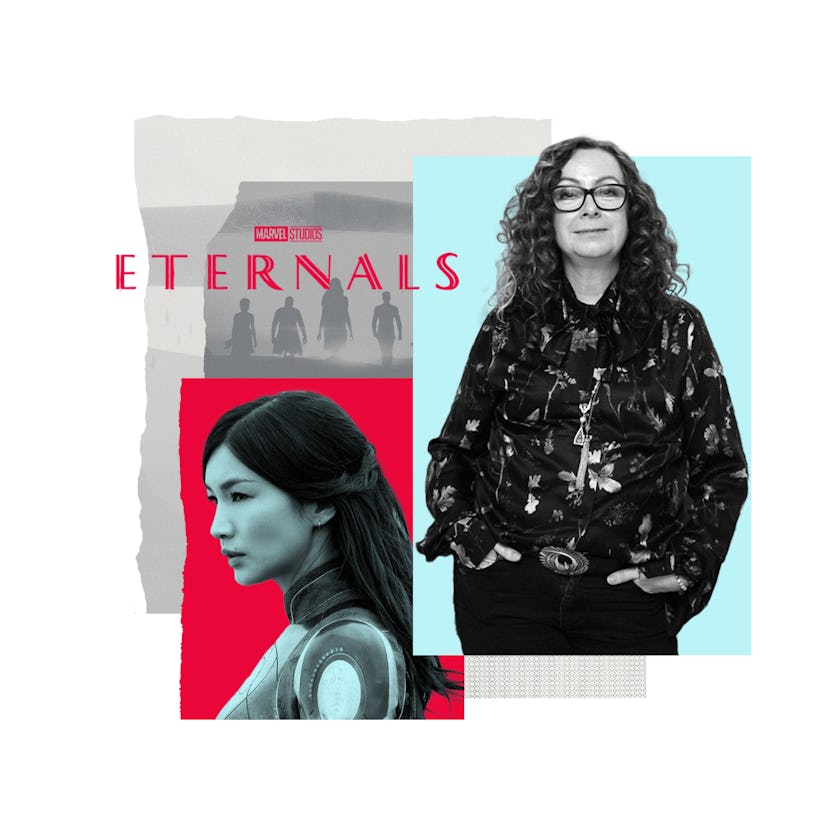 Costume designer Sammy Sheldon Differ in collage with 'Eternals' actor Gemma Chan. Differ designed t...