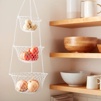 Fox Run White 3-Tier Kitchen Hanging Fruit Baskets