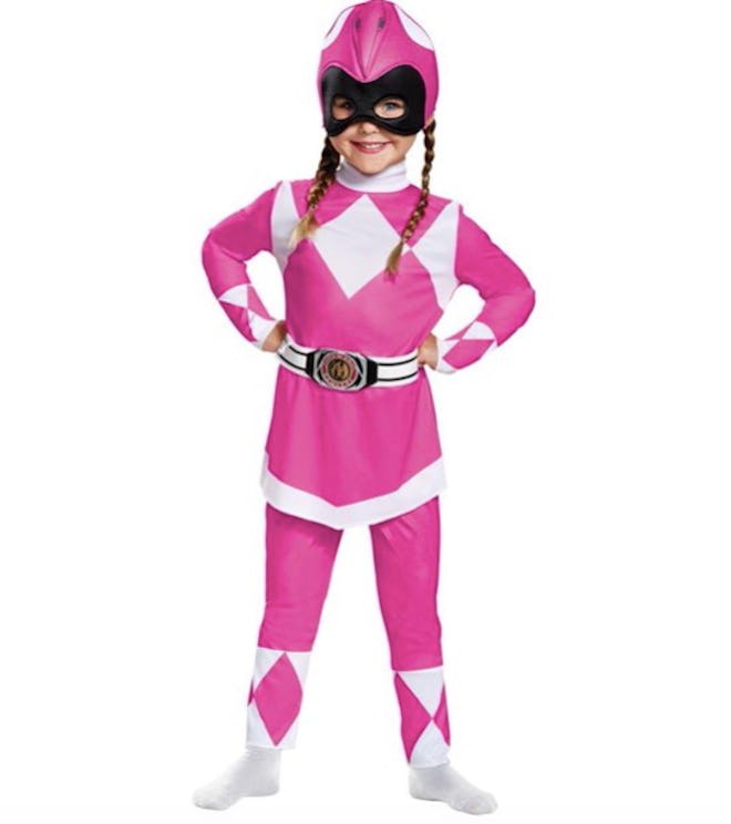 Girl wearing pink Power Ranger suit