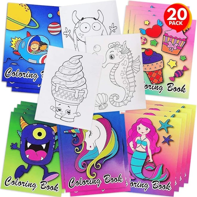 Assortment of mini coloring books for kids