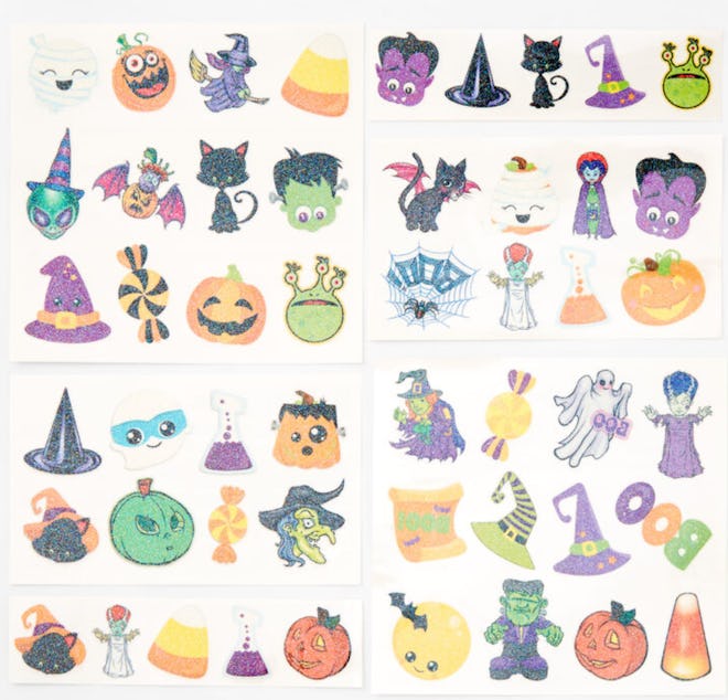 Four sheets of temporary tattoos; Halloween-themed