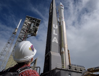 The ULA Atlas V rocket standing tall.