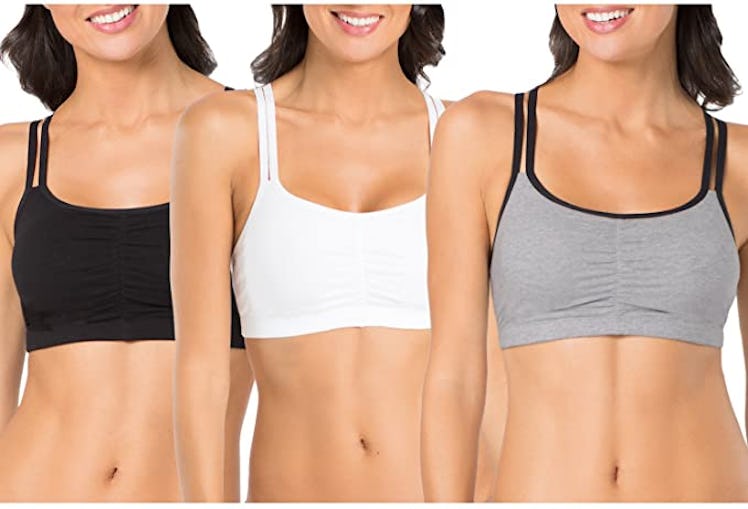 Fruit Of The Loom Spaghetti Strap Cotton Pullover Sports Bra (3-Pack)