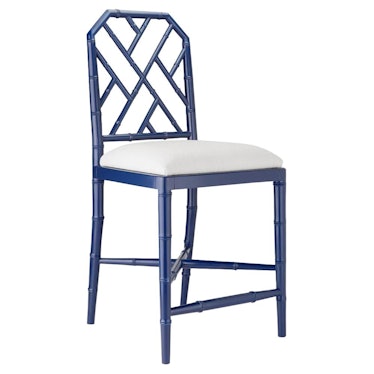 Jardin Global Bazaar Navy Blue Mahogany Wood Cushioned Counter Stool