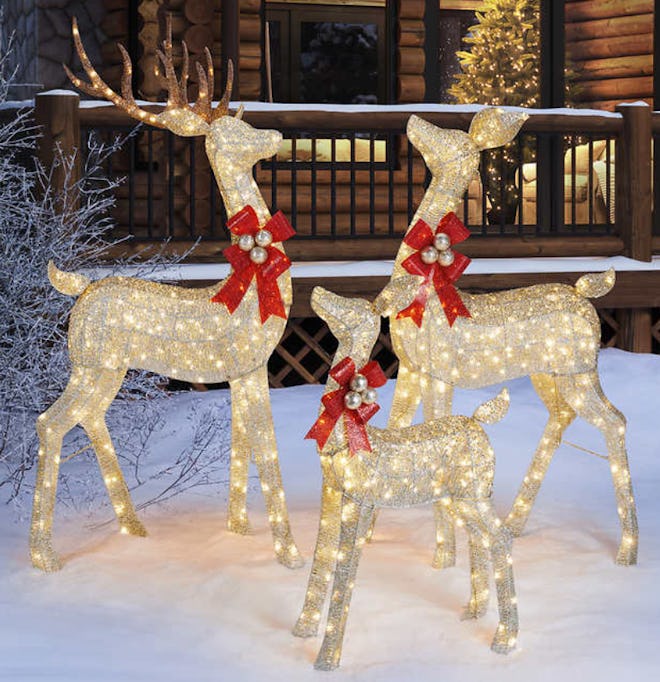 Image of three light-up deer, used for outdoor holiday decor.