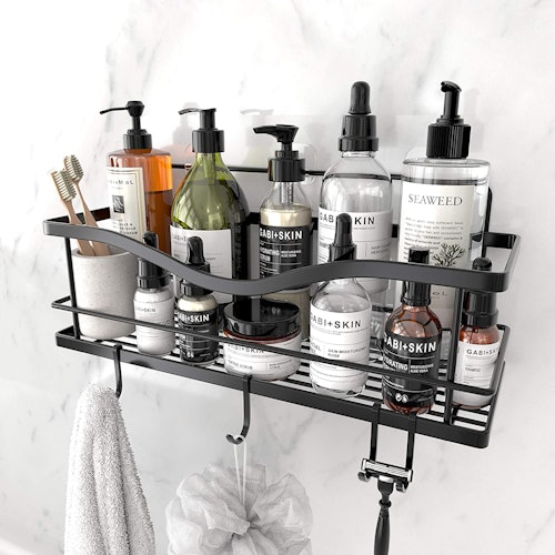 KINCMAX Shower Caddy Basket Shelf with Hooks