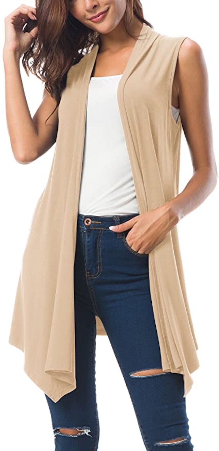 Urban CoCo Sleeveless Draped Open Front Cardigan Vest 