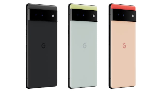 Google Pixel 6 in three different colors