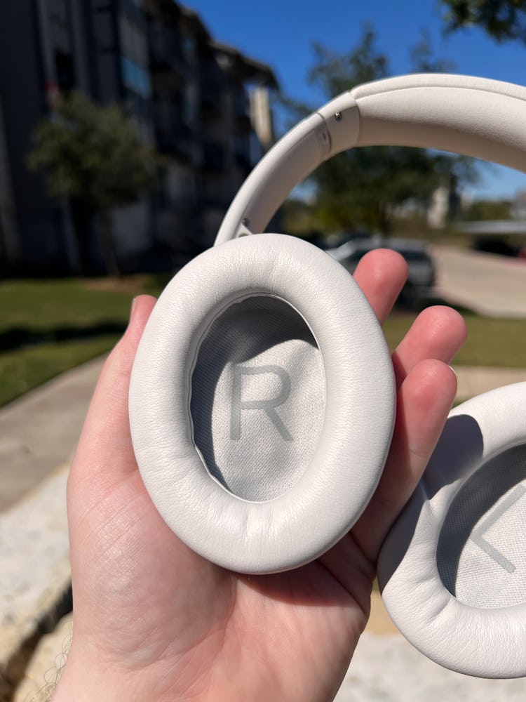 The ear cups are plush on the Bose QC 45 ANC headphones.