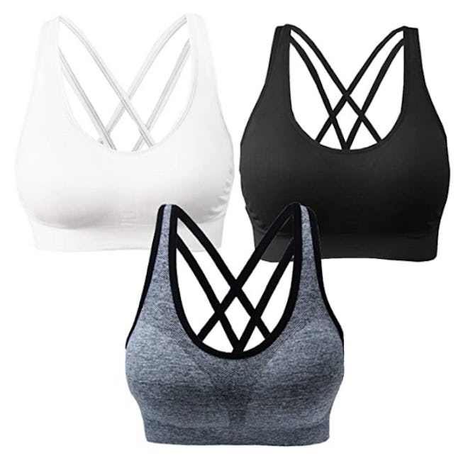 AKAMC Medium Support Cross Back Wirefree Sports Bra