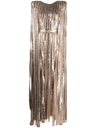 Sequin striped belted gown from Elie Saab, available to shop on Farfetch.