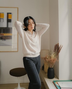 Influencer Stephanie Liu Hjelmeseth wears Garnet Hill on Instagram.