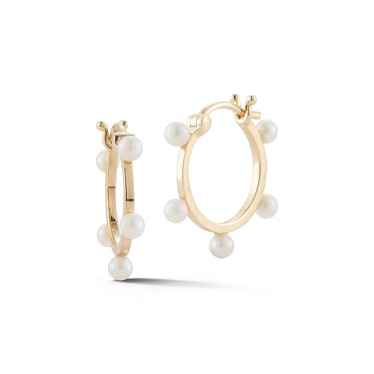 Mateo 14kt Small Pearl Dot Hoops