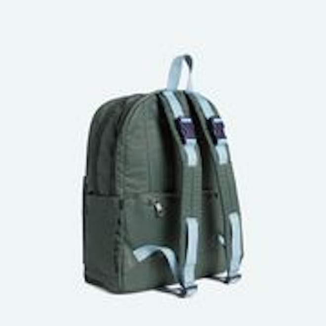 view of Lorimer diaper backpack from the back with adjustable straps