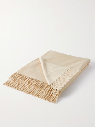 Fringed Logo-Embroidered Cashmere Throw
