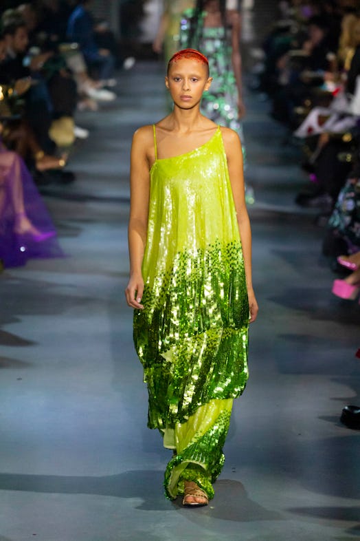 A model walks the runway during the Valentino Ready to Wear Spring/Summer 2022 fashion show as part ...