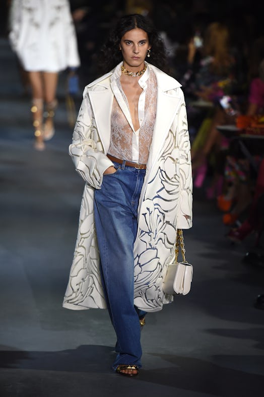 A model walks the runway during the Valentino Ready to Wear Spring/Summer 2022 fashion show as part ...