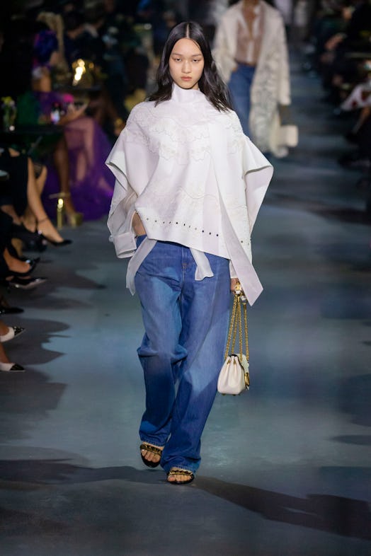 A model walks the runway during the Valentino Ready to Wear Spring/Summer 2022 fashion show as part ...