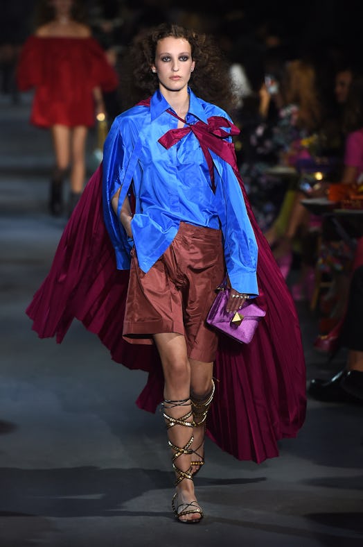 A model walks the runway during the Valentino Womenswear Spring/Summer 2022 show as part of Paris Fa...