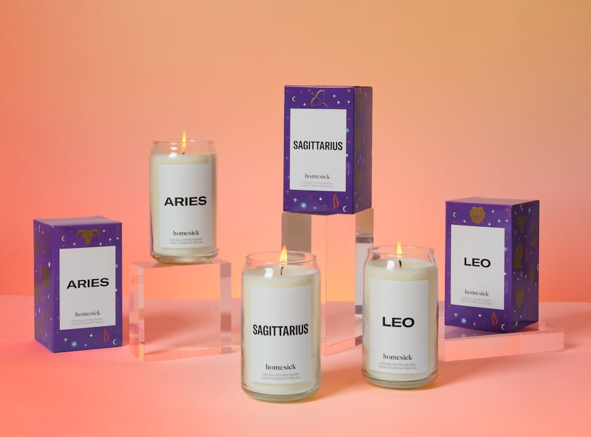 Three candles from Homesick Candles' new astrology collection.