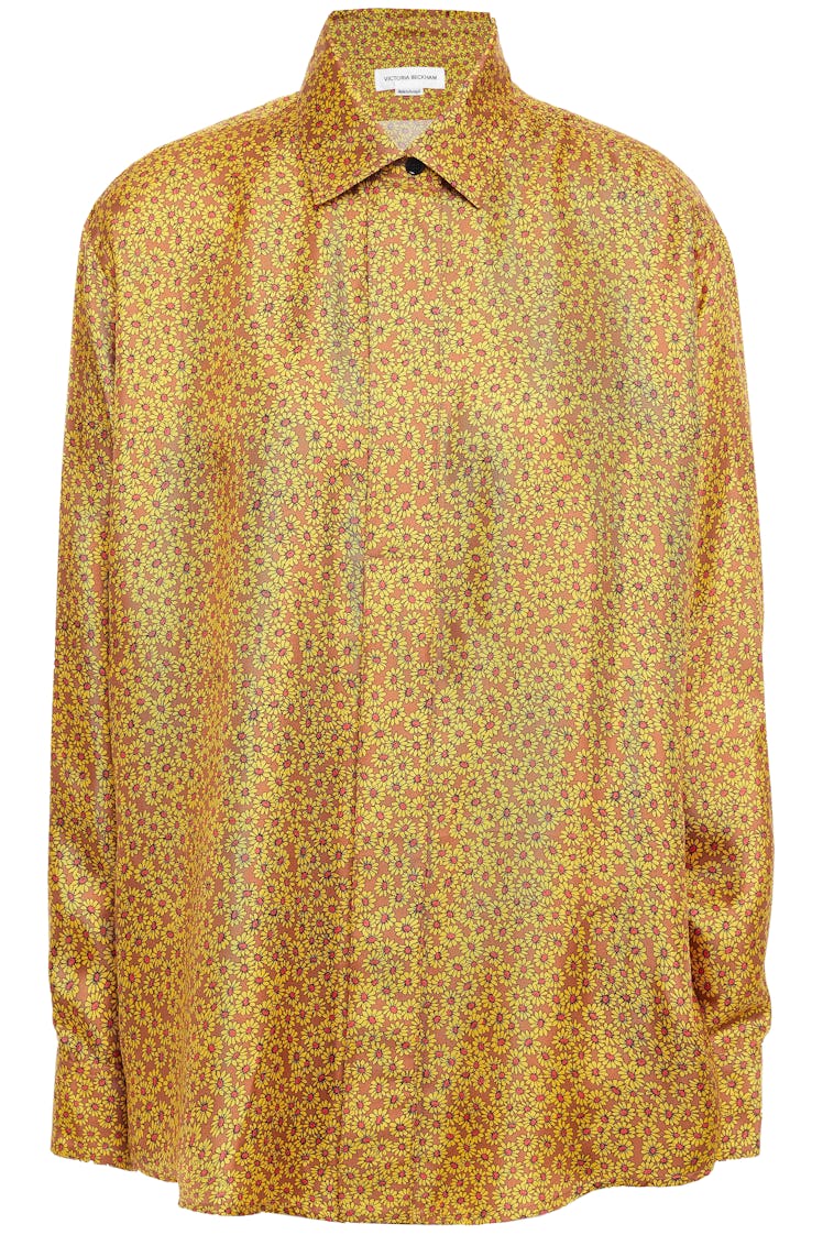 Victoria Beckham's yellow floral-print shirt. 