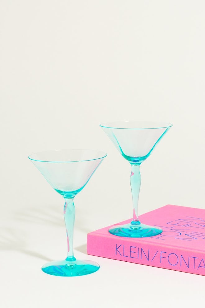 Aqua Cocktail Glasses Set of Two