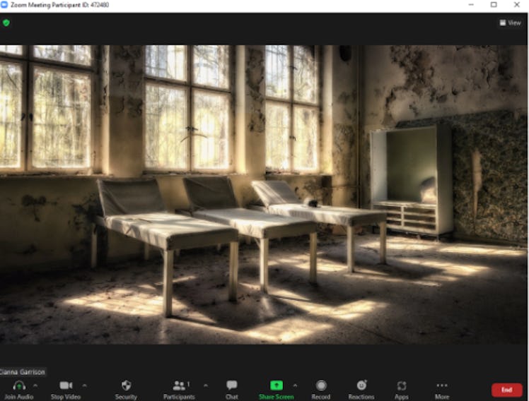 These scary Halloween Zoom backgrounds include an abandoned sanitorium.