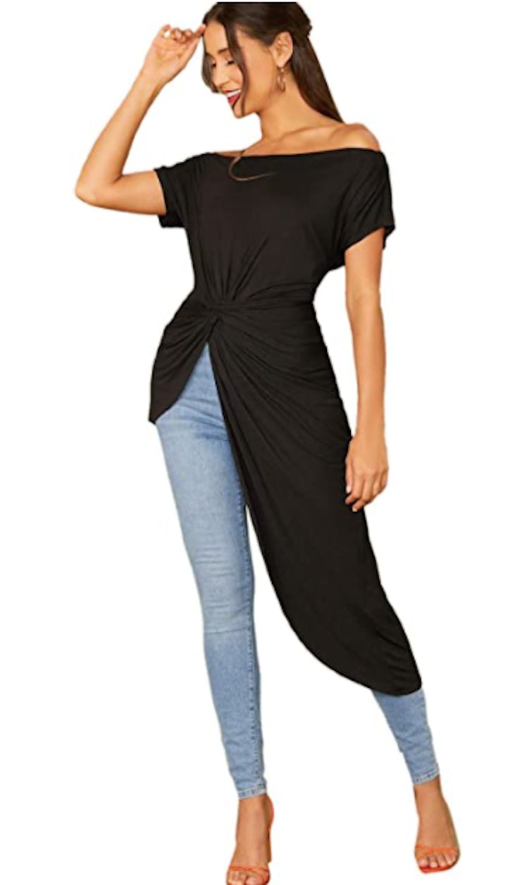 SheIn Asymmetrical Off Shoulder High Low Blouse