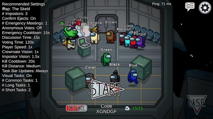 Image of the start screen of the game Among Us, which can inspire some good easy Halloween costumes ...