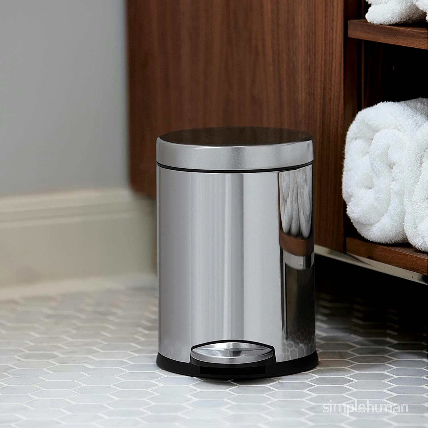 Simplehuman Round Bathroom Step Trash Can