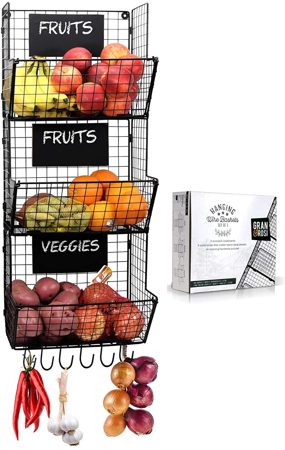 Granrosi Wall Mounted Fruits And Vegetable Wire Basket