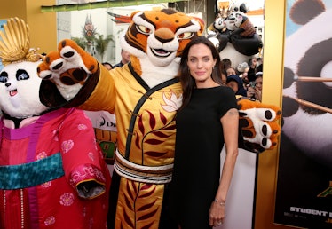 Angelina Jolie with the Tiger from kung fu panda