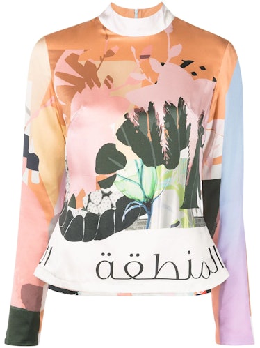 Elle B. Zhou graphic-print silk top