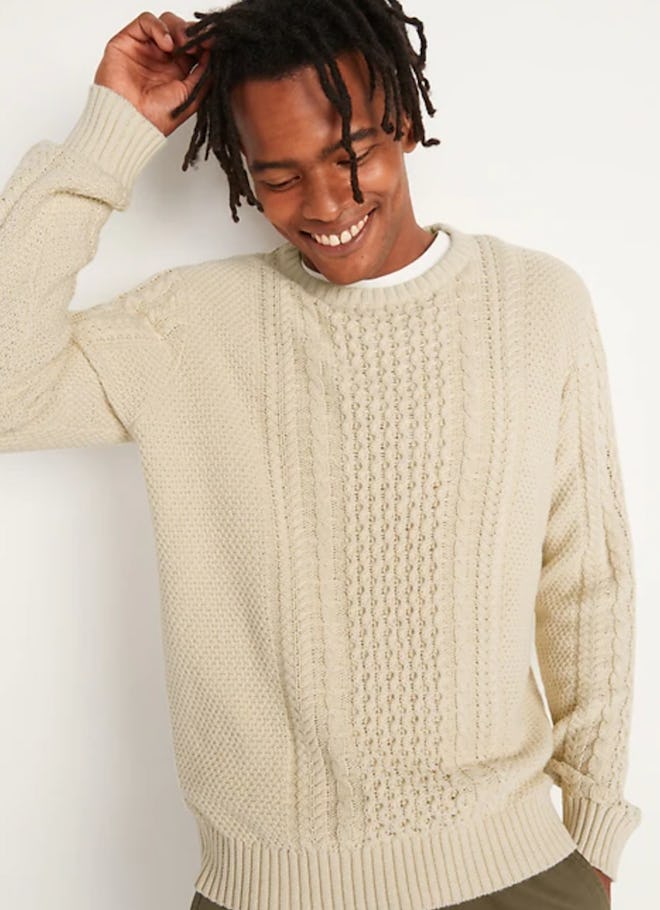 Cable-Knit Crew-Neck Sweater for Men