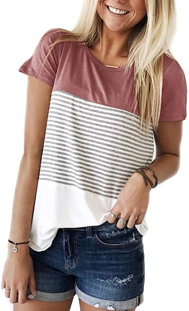 YunJey Color Block Stripe T-Shirt