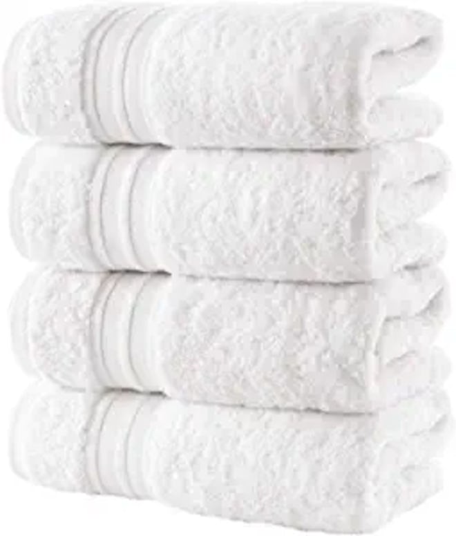 Hammam Linen White Hand Towels (4-Pack)