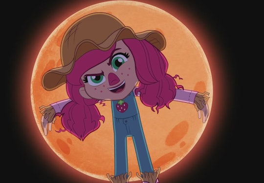 Strawberry Shortcake dresses up as a scarecrow to celebrate Halloween in a special episode of "Berry...