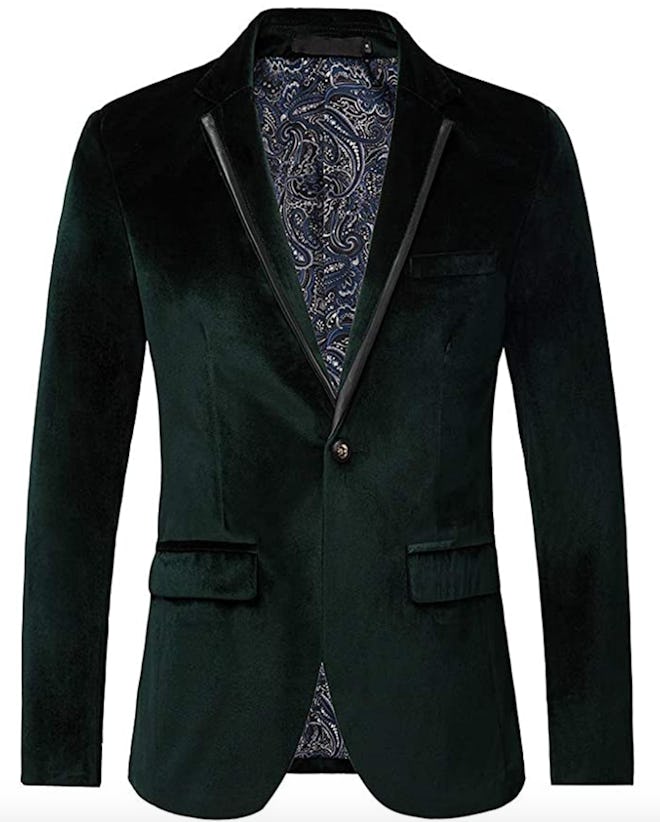 THWEI Mens Velvet Blazer Slim