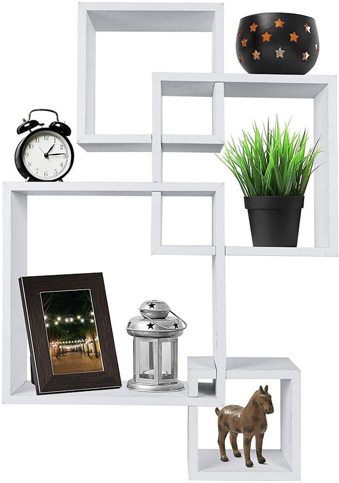 Greenco Decorative 4 Cube Intersecting Wall Mounted Floating Shelves