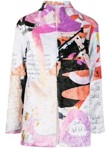 Elle B. Zhou Graphic Print Single Breasted Blazer