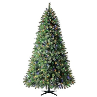 7.5 ft Wesley Long Needle Pine LED Pre-Lit Artificial Christmas Tree with 550 Color Changing Mini Li...