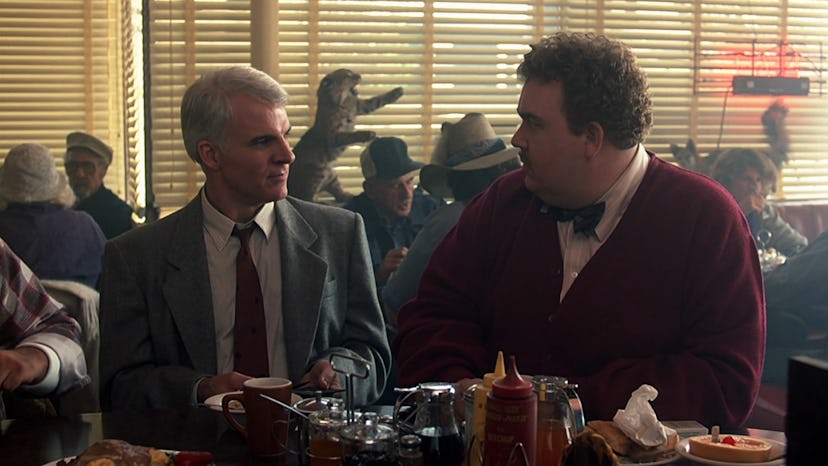 Steve Martin and John Candy in the Thanksgiving movie classic Planes Trains & Automobiles
