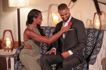Michelle Young and Nayte Olukoya share a sweet moment as she gives him the first impression rose on ...