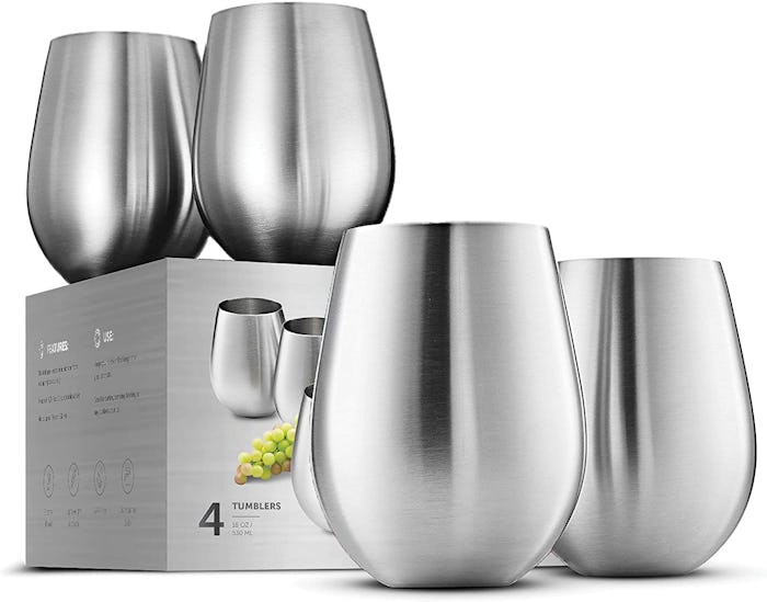 FineDine Stainless Steel Wine Tumblers (Set of 4)
