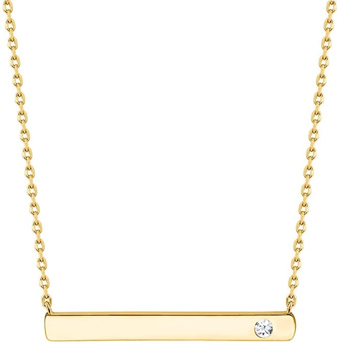PAVOI 14K Gold Plated Swarovski Crystal Birthstone Bar Necklace