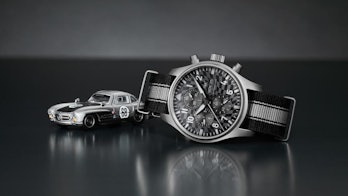 Hot Wheels Mercedes-Genz 300SL Gullwing and IWC Pilot's Watch promo photo