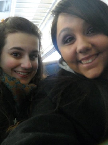 Brittany Ambrosino and Rosie Sklar on their way to meet Nick Jonas in NYC in 2011.